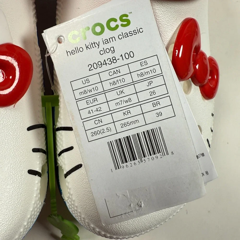 Crocs Adult Hello Kitty I AM Classic Clogs Womens 10 209438-100 NEW